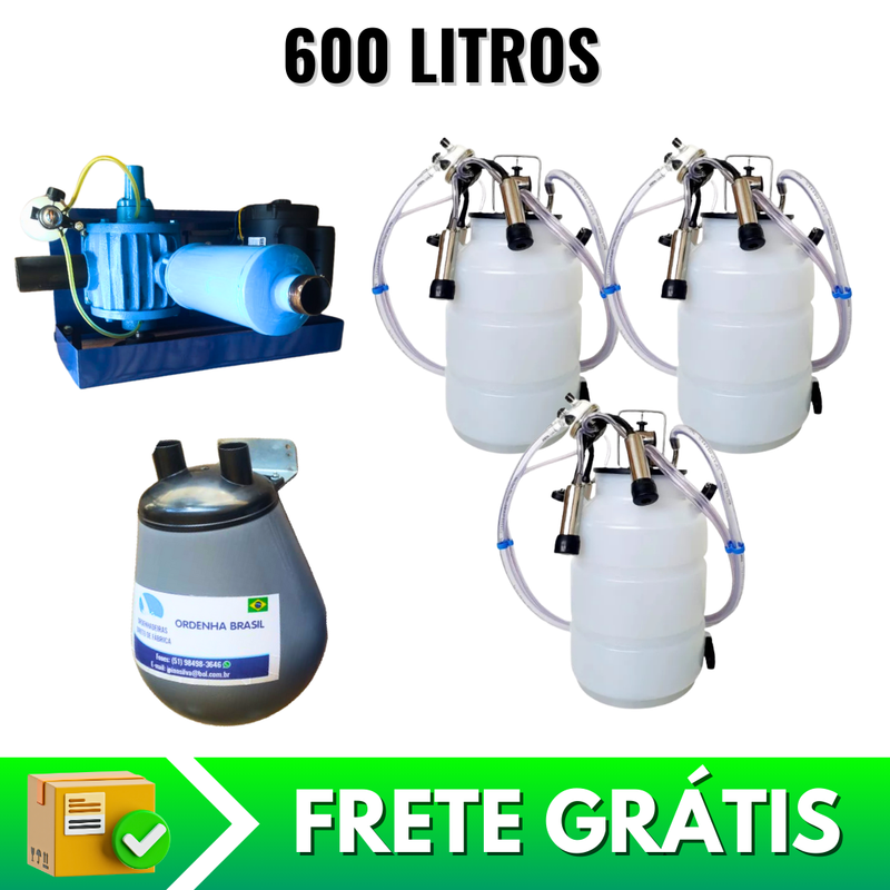 Ordenhadeira Mecânica Completa Bvo 600 Com 3 Conjunto C/tarro