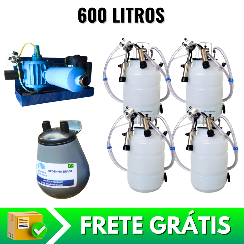 Ordenhadeira Mecânica Completa Bvo 600 Com 4 Conjunto C/tarro